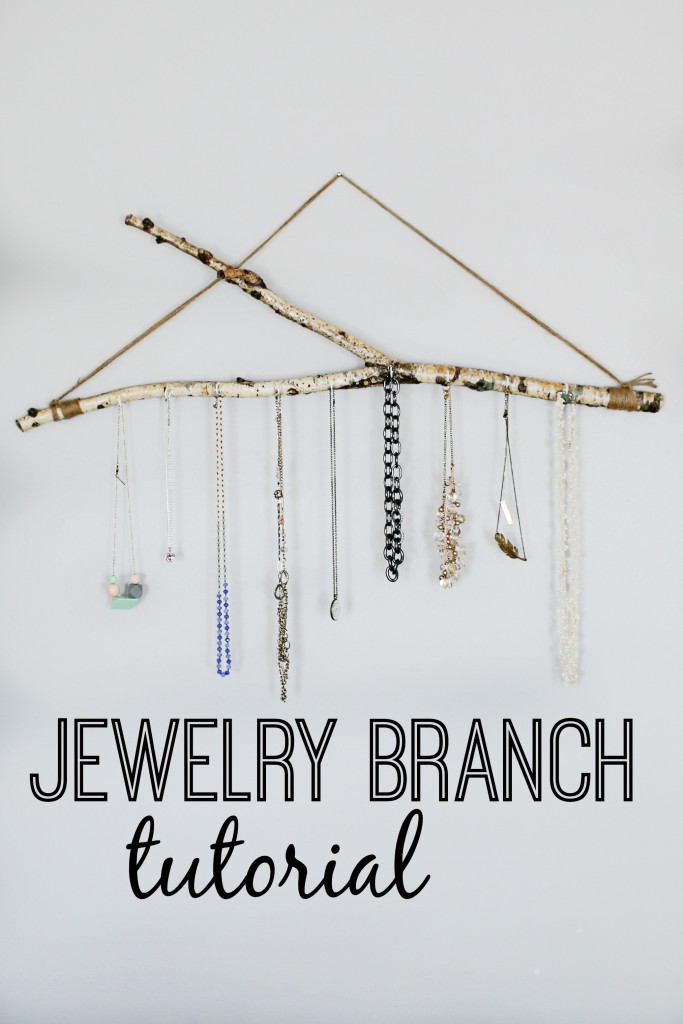 A DIY tutorial to help you create your own jewelry branch tutorial.  An inexpensive and fabulous way to display and organize jewelry!  www.homestead128.com