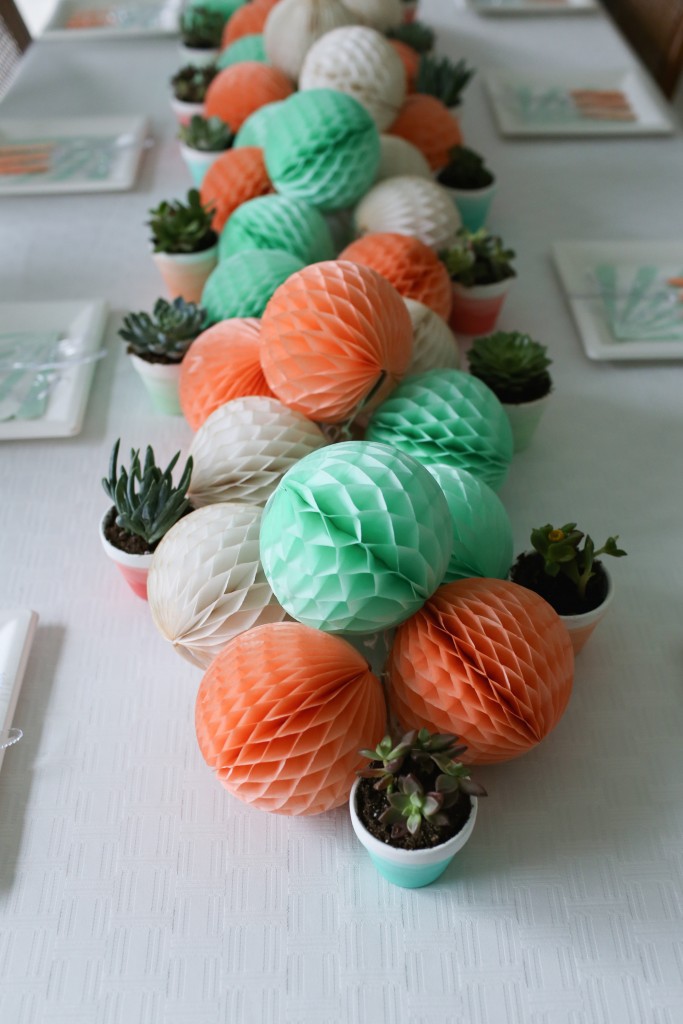 Mint and coral baby shower.  Decorations, favorite party supply shops and craft and DIY tutorials. www.homestead128.com