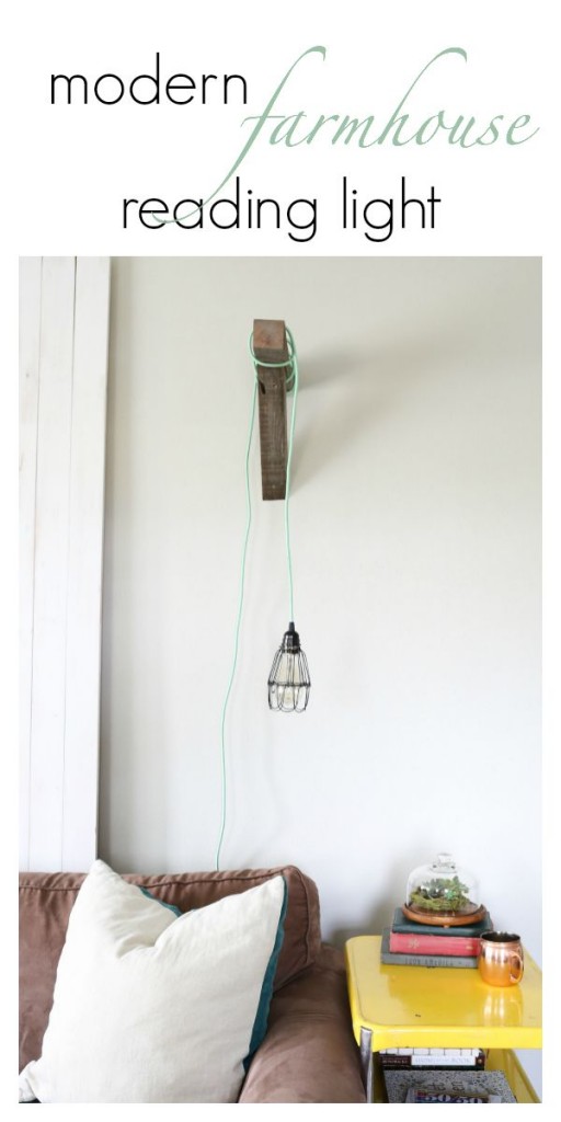 Beautiful modern farmhouse reading light that you can DIY!  Pick from a huge selection of cord colors to personalize!