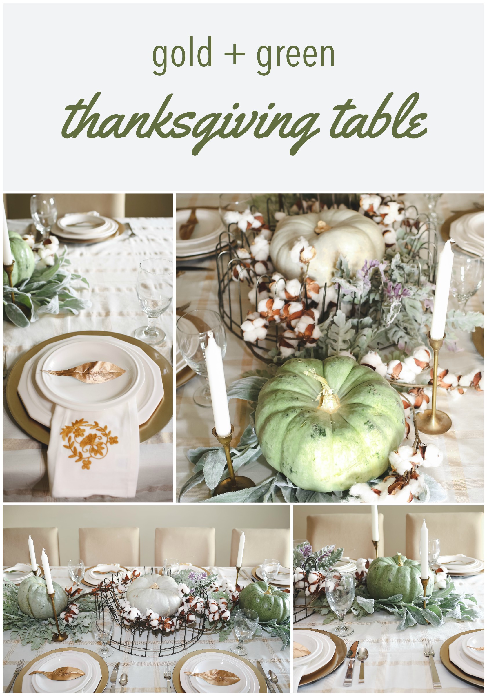 Green And Neutral Thanksgiving Table