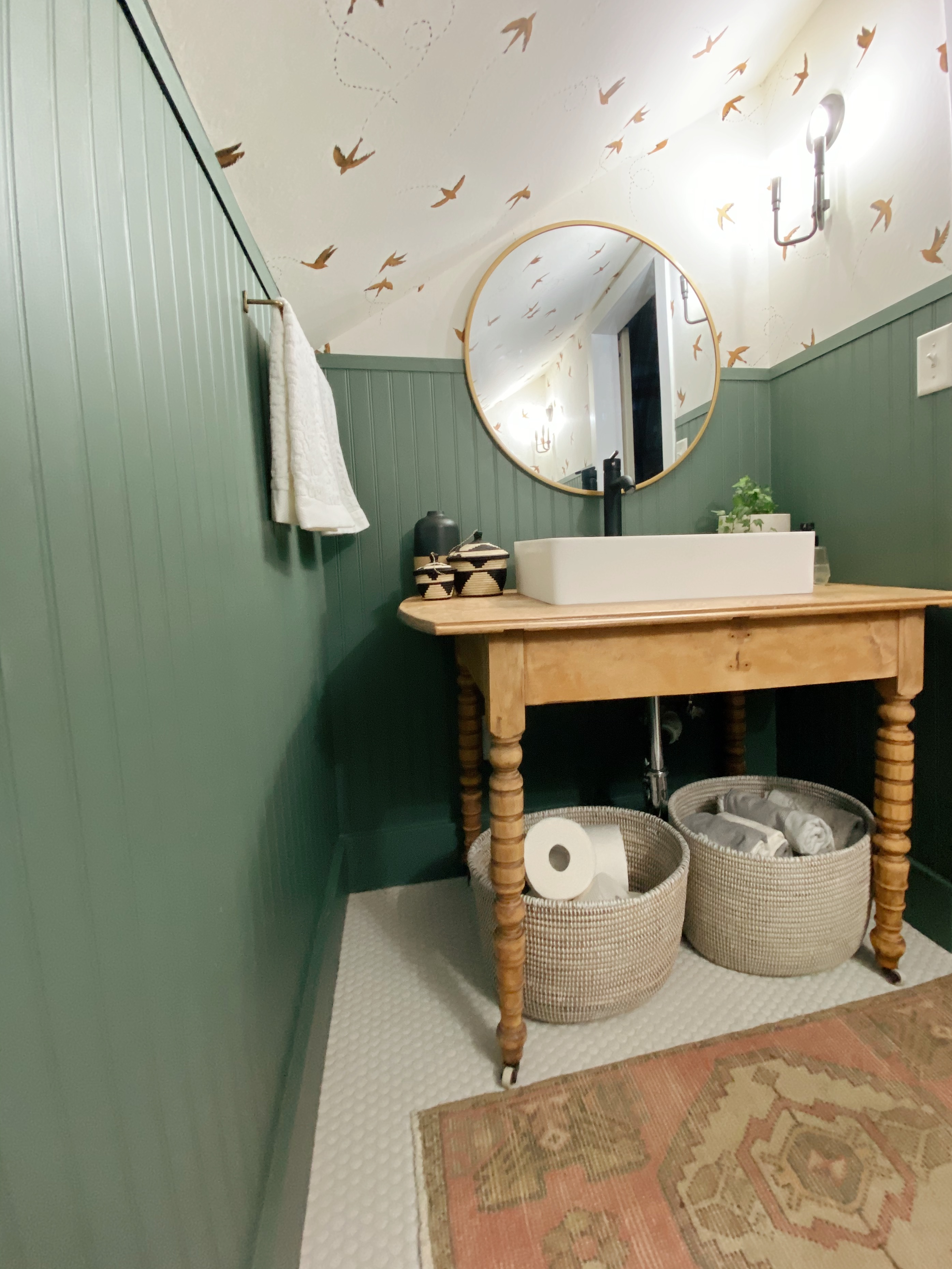 Five things to think about when you are considering creating a vessel sink stand in a bathroom. Check out how we took an old table and transformed it into a bathroom vanity!