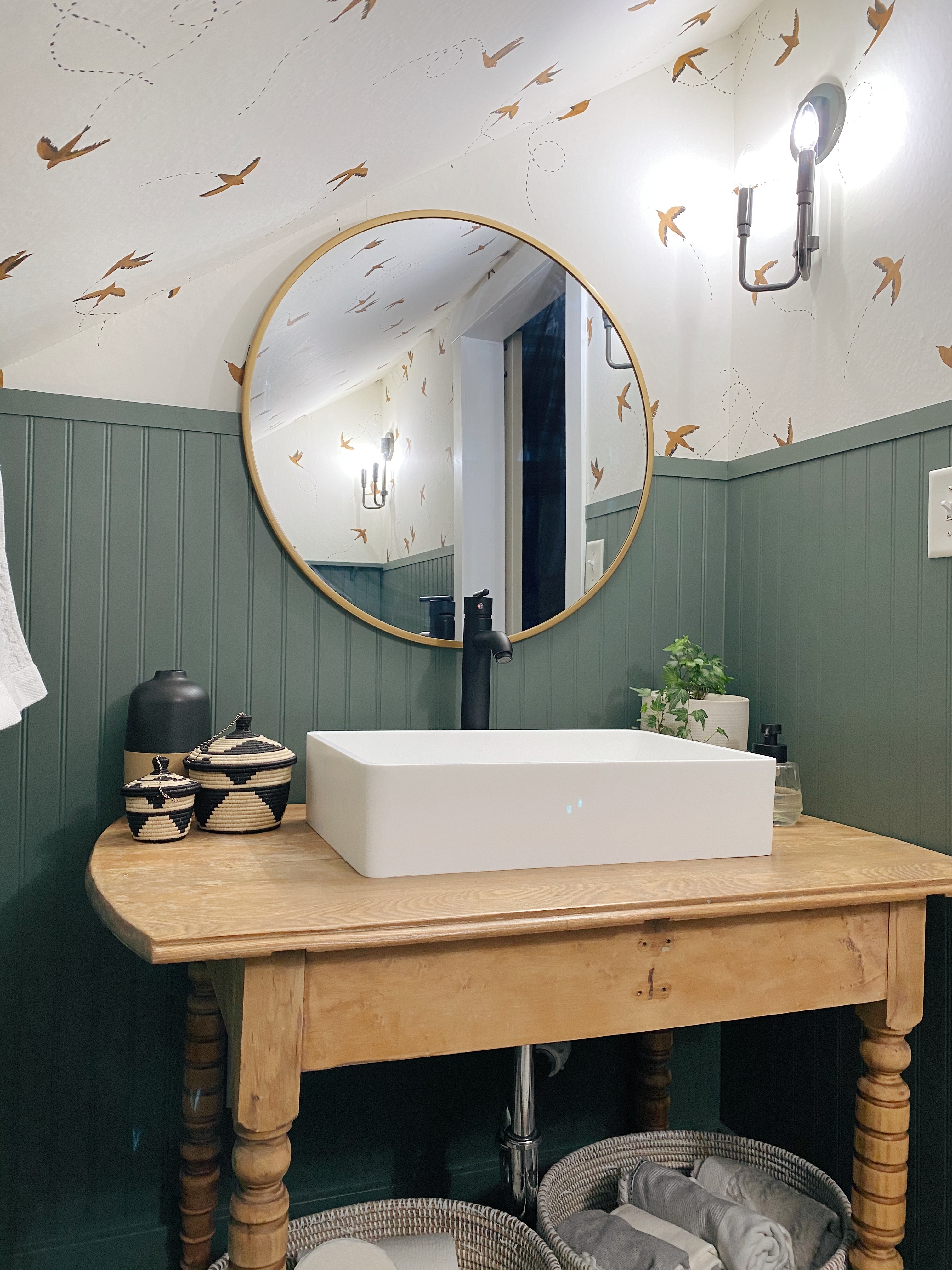 Five things to think about when you are considering creating a vessel sink stand in a bathroom. Check out how we took an old table and transformed it into a bathroom vanity!